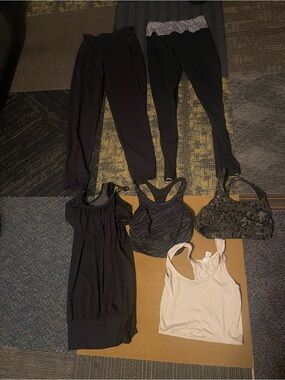 lululemon athletica women's activewear lot - black and cream accents